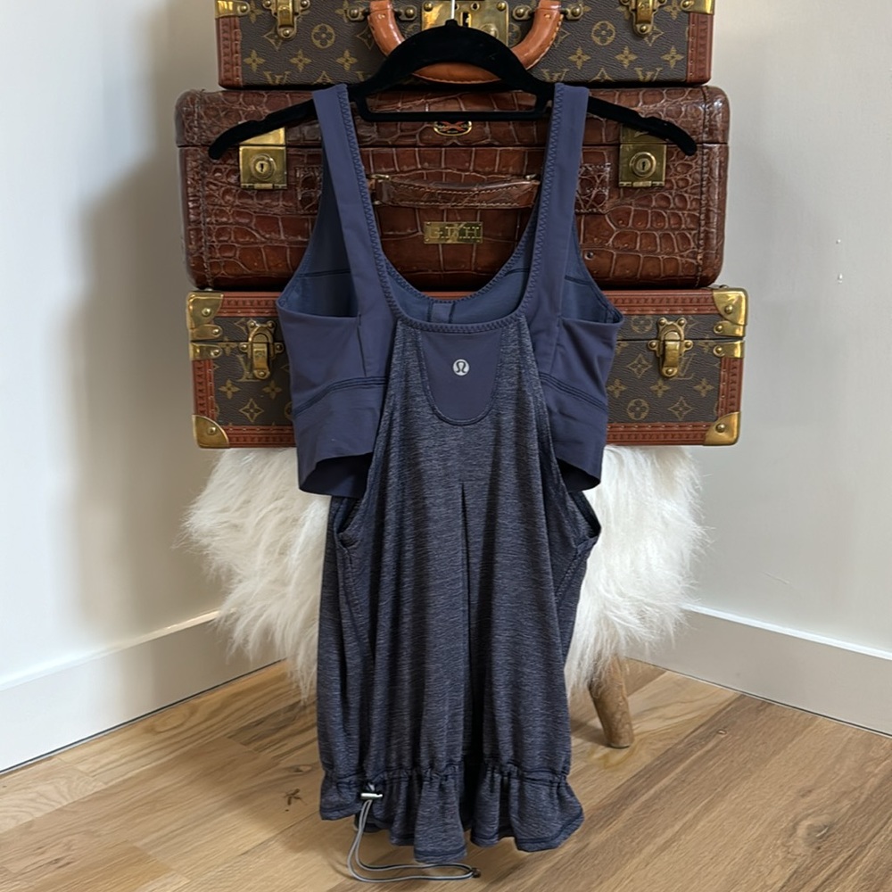 Lululemon size 6 blue tank with attached sports bra.